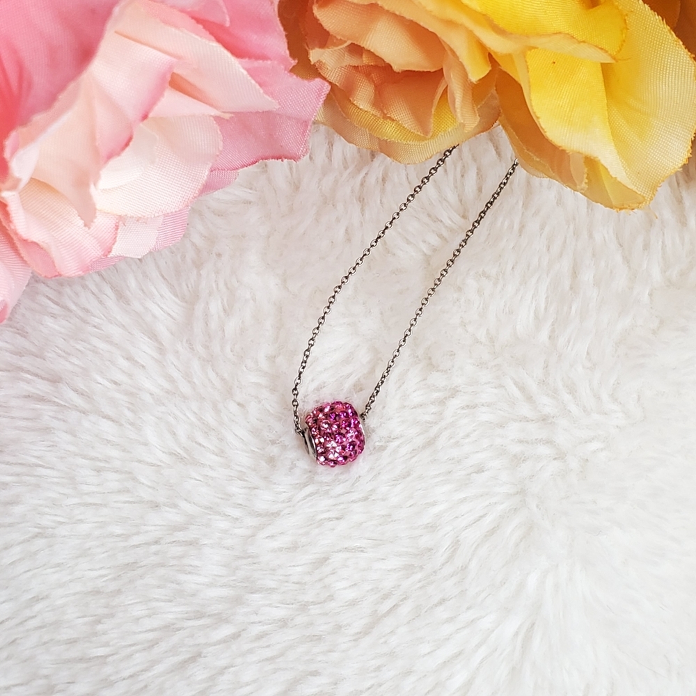 Light/Hot Pink Ball Necklace 18"